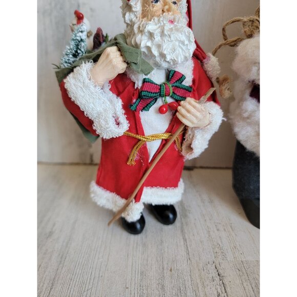 Vintage Santa Claus kid unique plaid doll figure set Xmas decor - Picture 2 of 8